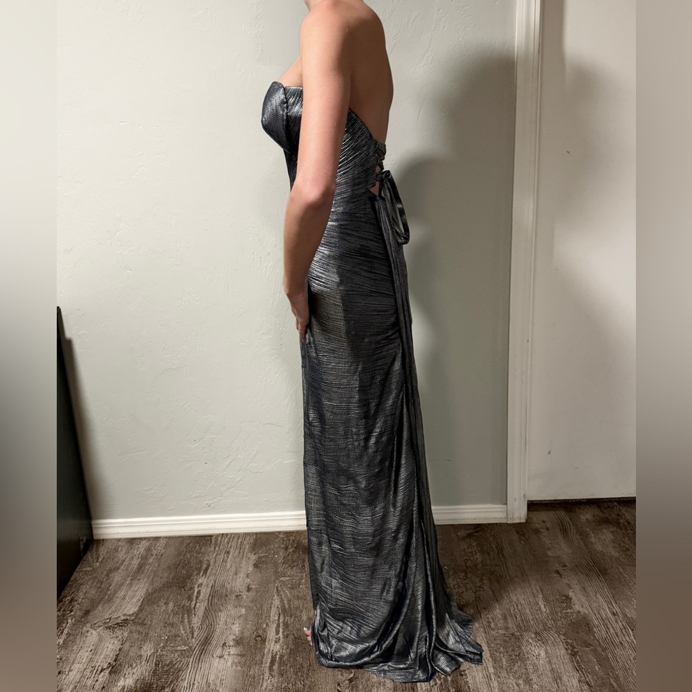 Maria Lucia Hohan x REVOLVE Reina Maxi Dress in Nightfall Silver Strapless Gown - Picture 7 of 16